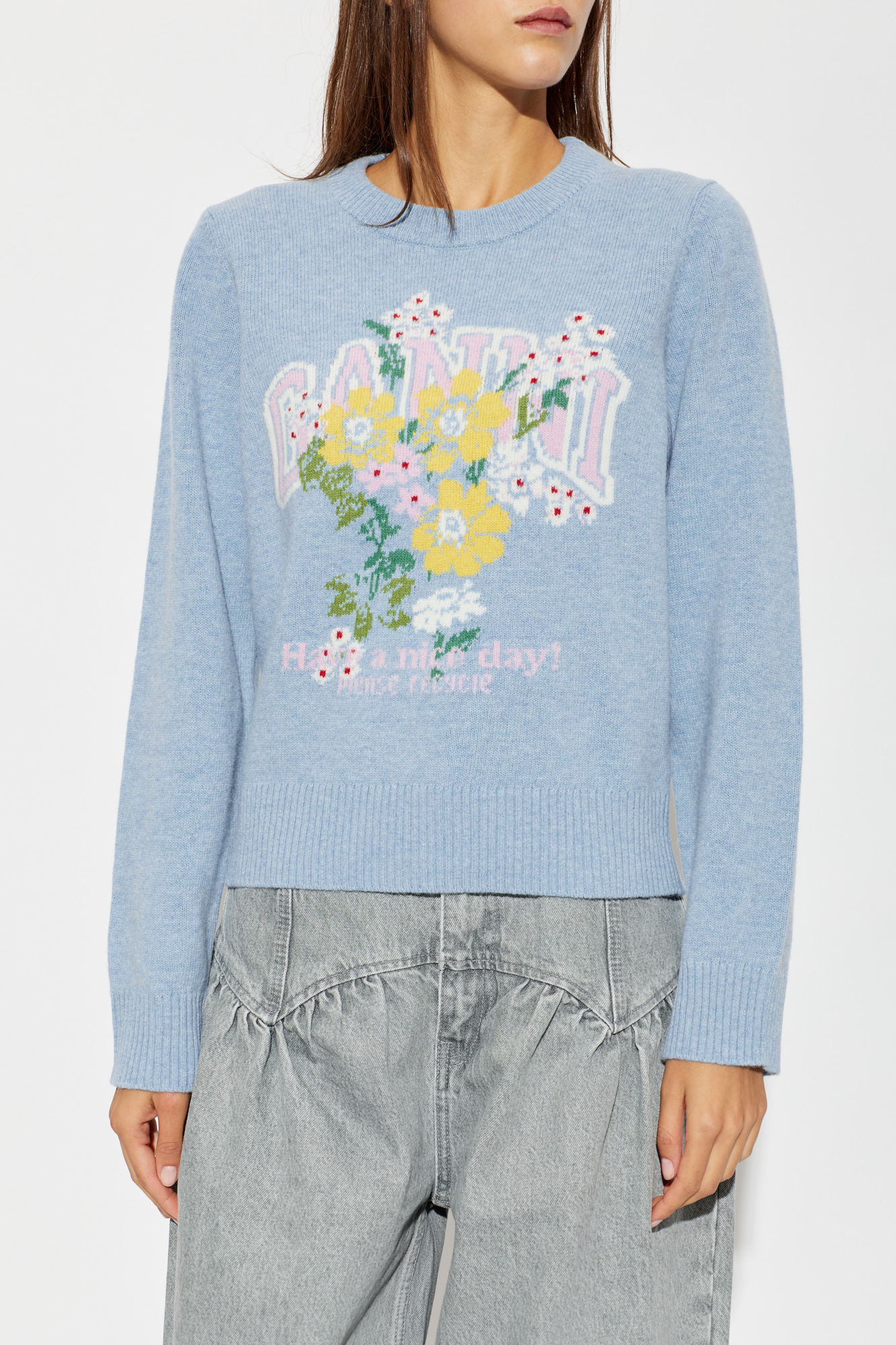 Ganni Sweater with colorful pattern and logo | Women's | Vitkac